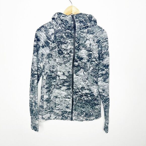 Lululemon Scuba Hoodie womens 10 Light Cotton Fleece Masked Lace Starlight Black - Picture 2 of 5